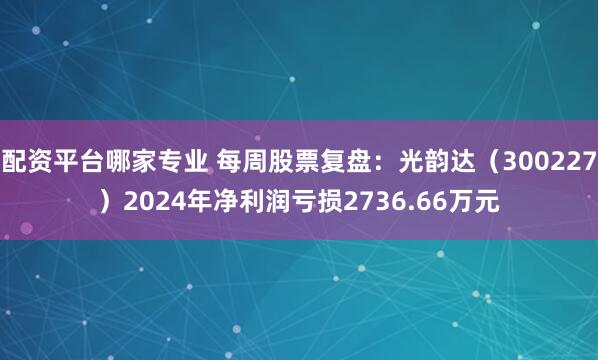 配资平台哪家专业 每周股票复盘：光韵达（300227）2024年净利润亏损2736.66万元